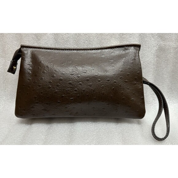 WB Cow Leather Collection Marvos brown leather wristlet zip closure - Picture 2 of 16